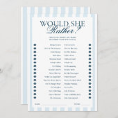 Downloadable Blue Striped Would She Rather Card Kaart (Voorkant / Achterkant)