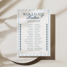 Downloadable Blue Striped Would She Rather Card Kaart