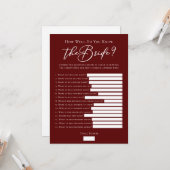 Downloadable Burgundy Bride Facts Shower Game Kaart (Voorkant / Achterkant in situ)