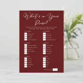Downloadable Burgundy Purse Bridal Shower Game Kaart (Staand voorkant)