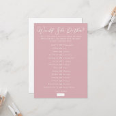 Downloadable Pink Bridal Shower Guess Game Kaart (Voorkant / Achterkant in situ)