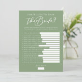 Downloadable Sage Green Bride Facts Shower Game Kaart (Staand voorkant)