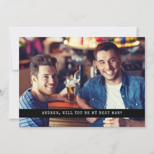 Downloadable Simple Custom Photo Groomsman BestMan Kaart (Voorkant)