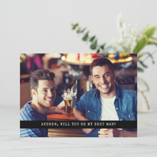 Downloadable Simple Custom Photo Groomsman BestMan Kaart (Staand voorkant)