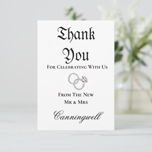 Downloadable Wedding Ring Calligraphy  Bedankkaart (Staand voorkant)