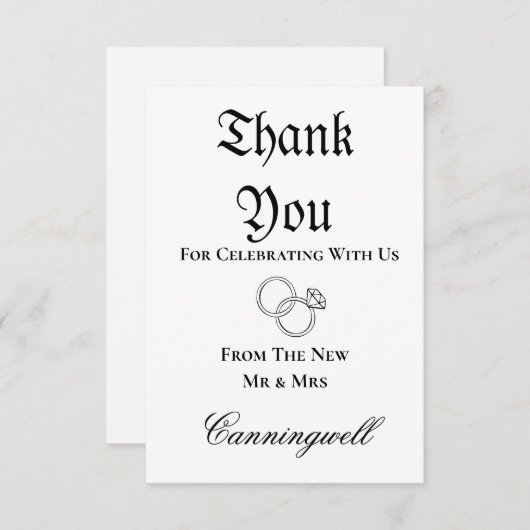 Downloadable Wedding Ring Calligraphy  Bedankkaart (Voorkant / Achterkant)