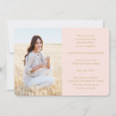 Downloadbaar 4 Foto Afstuderen Blush Roze & Goud Aankondiging (Achterkant)