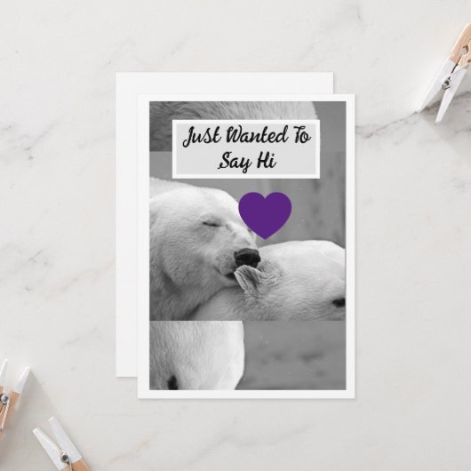 Downloadbaar Een mannetje Polar Beer kussen het oo Kaart (Voorkant / Achterkant in situ)