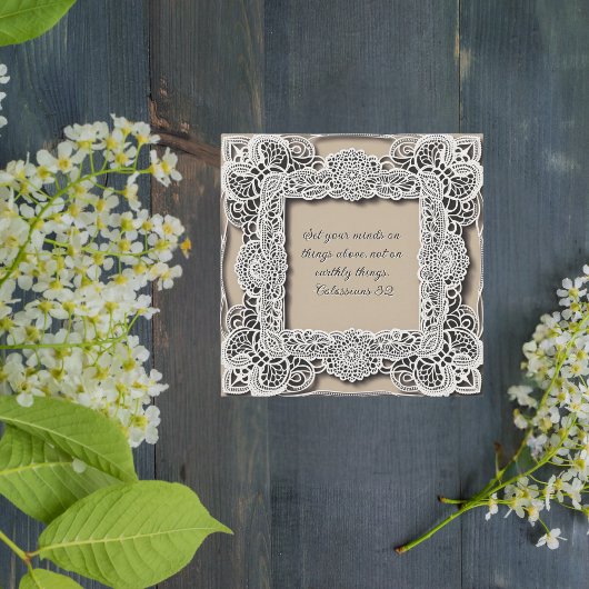 Downloadbaar  Elegant Kant Bijbelvers Feestdagenkaart