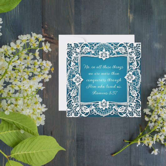 Downloadbaar Elegant Kant Bijbelvers Feestdagenkaart