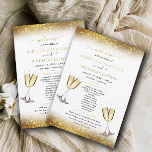 Downloadbaar Gold Glitter Calligraphy Wedding Kaart