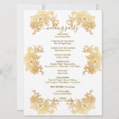 Downloadbaar Gouden Chic Boeket Huwelijksprogramma Kaart (Achterkant)