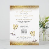 Downloadbaar Gouden Glitter Calligraphy Bruiloft Kaart (Staand voorkant)