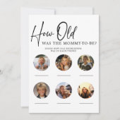 DOWNLOADBAAR Hoe oud was mama Baby shower spel Kaart (Voorkant)