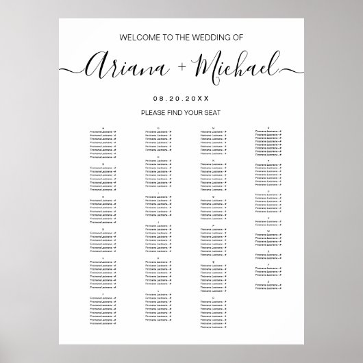 Downloadbaar huwelijks welkomstbord zitplaatsindel poster (Voorkant)