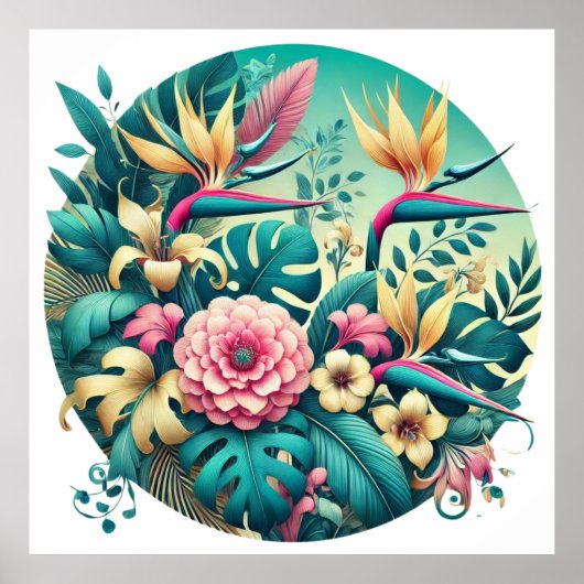 Downloadbaar iriserend tropisch gebladerte poster (Voorkant)