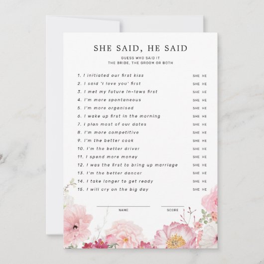 Downloadbaar Vrijgezellenfeest Ze zei dat hij zei  Kaart (Voorkant)