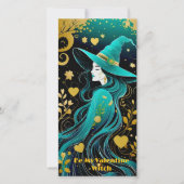 Downloadbare Blauwgroen gotische Valentijnse hekse Feestdagenkaart (Voorkant)