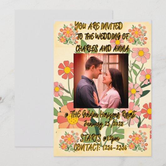 Downloadbare Bloemen Foto Huwelijksuitnodiging Kaart (Voorkant / Achterkant)