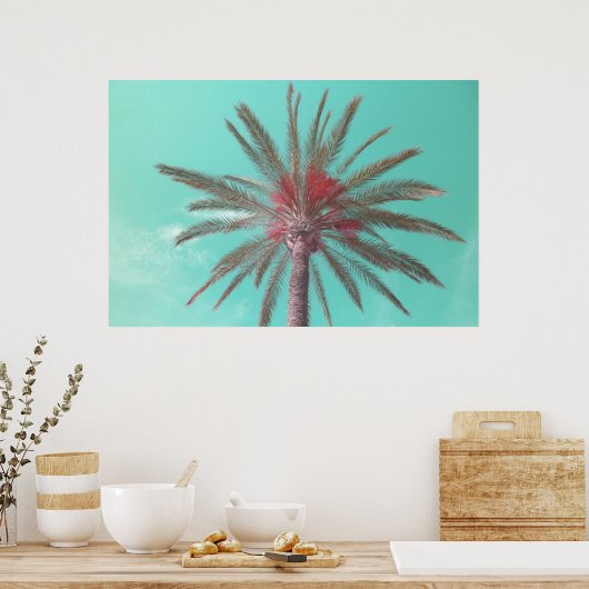 Downloadbare Blue Sky Palm Tree Foto Poster (Keuken)