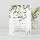 Downloadbare Botanische Kalligrafie Bruiloft Kaart (Staand voorkant)