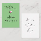 Downloadbare bruiloft hart en bloemen groen plaatskaartje (Voorkant / Achterkant)