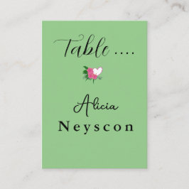 Downloadbare bruiloft hart en bloemen groen plaatskaartje