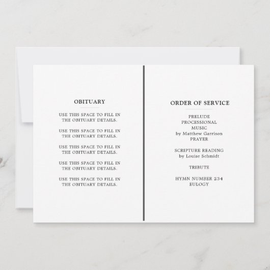 Downloadbare Celebration of Life Program Sjabloon Kaart (Achterkant)