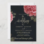 Downloadbare Delicate Rode Bloem Bruiloft Kaart (Voorkant)