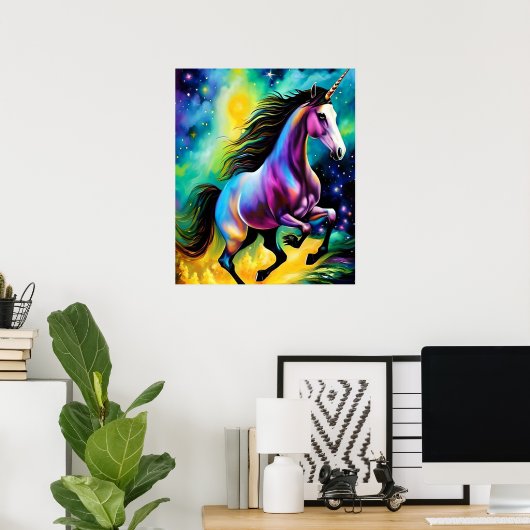 Downloadbare digitale Art Print | Rainbow Unicorn (Thuiskantoor)