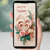 Downloadbare elegante harten, florale Valentijnen Feestdagenkaart
