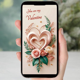 Downloadbare elegante harten, florale Valentijnen Feestdagenkaart