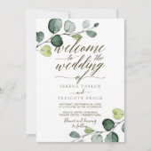 Downloadbare Eucalyptus Calligrafie Bruiloft Kaart (Voorkant)