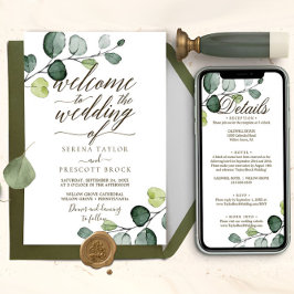 Downloadbare Eucalyptus Calligrafie Bruiloft Kaart