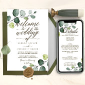 Downloadbare eucalyptus kalligrafie bruiloft kaart