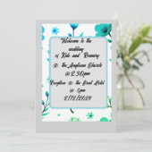 Downloadbare Floral bruiloft uitnodiging (Staand voorkant)