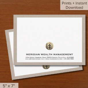 Downloadbare Gold Logo Business Note Cards 5x7 Kaart