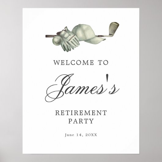 DOWNLOADBARE Golf Retirement Party Welkomstbord Poster (Voorkant)