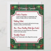 Downloadbare Green Plaid Holiday Specials Menu (Voorkant)