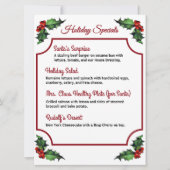 Downloadbare Holiday Specials Menu (Voorkant)