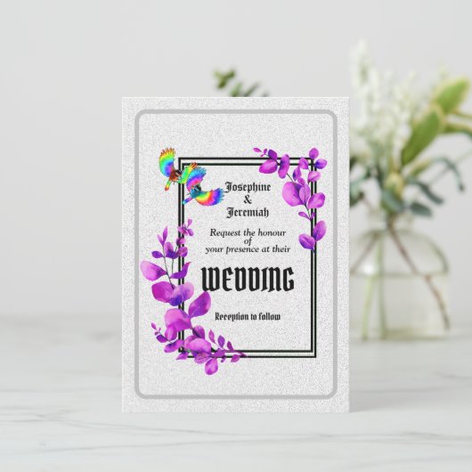 Downloadbare Humming Bird Wedding Invitation Kaart (Staand voorkant)