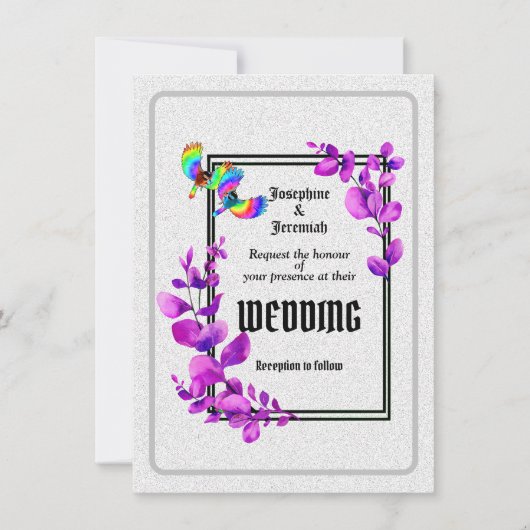 Downloadbare Humming Bird Wedding Invitation Kaart (Voorkant)