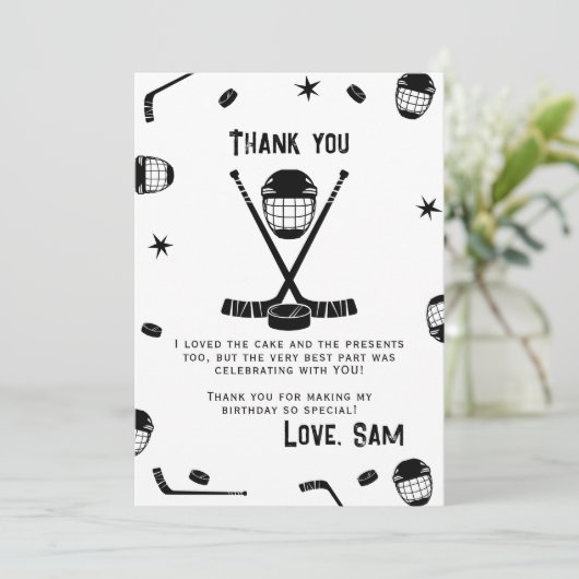 Downloadbare Ice Hockey Verjaardag Dank u, Hockey Kaart (Staand voorkant)