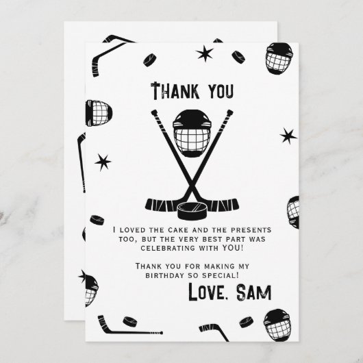 Downloadbare Ice Hockey Verjaardag Dank u, Hockey Kaart (Voorkant / Achterkant)