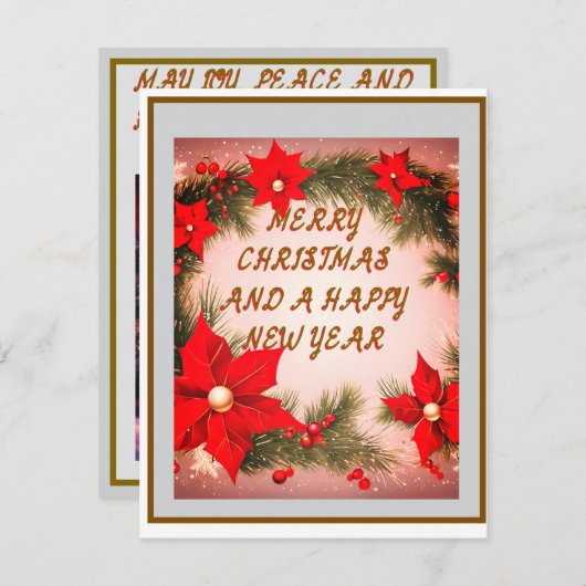 DOWNLOADBARE KERST EN HAPPY NEW YEAR KAART (Voorkant / Achterkant)