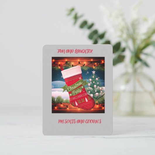 Downloadbare kerstvoorraad uitnodiging (Staand voorkant)