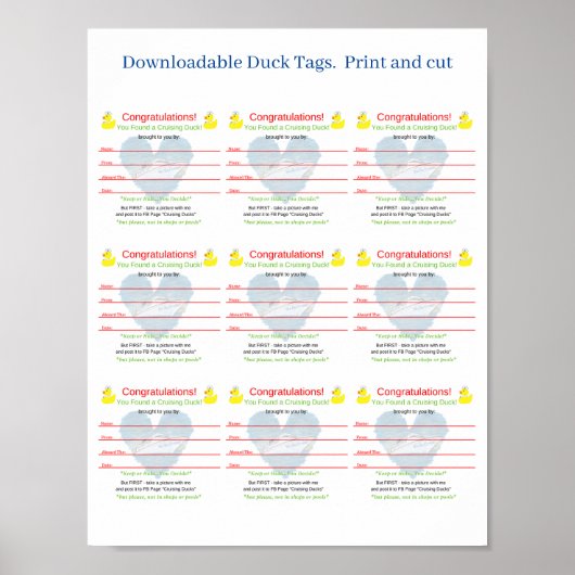 Downloadbare Labels voor afdrukken en knippen Poster (Voorkant)