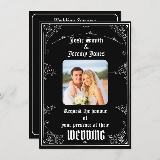 Downloadbare minimale foto bruiloft uitnodiging Ka (Voorkant / Achterkant)