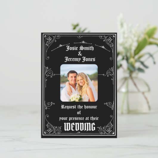 Downloadbare minimale foto bruiloft uitnodiging Ka (Staand voorkant)