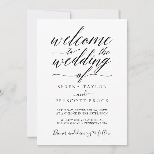 Downloadbare minimale kalligrafie script bruiloft kaart (Voorkant)